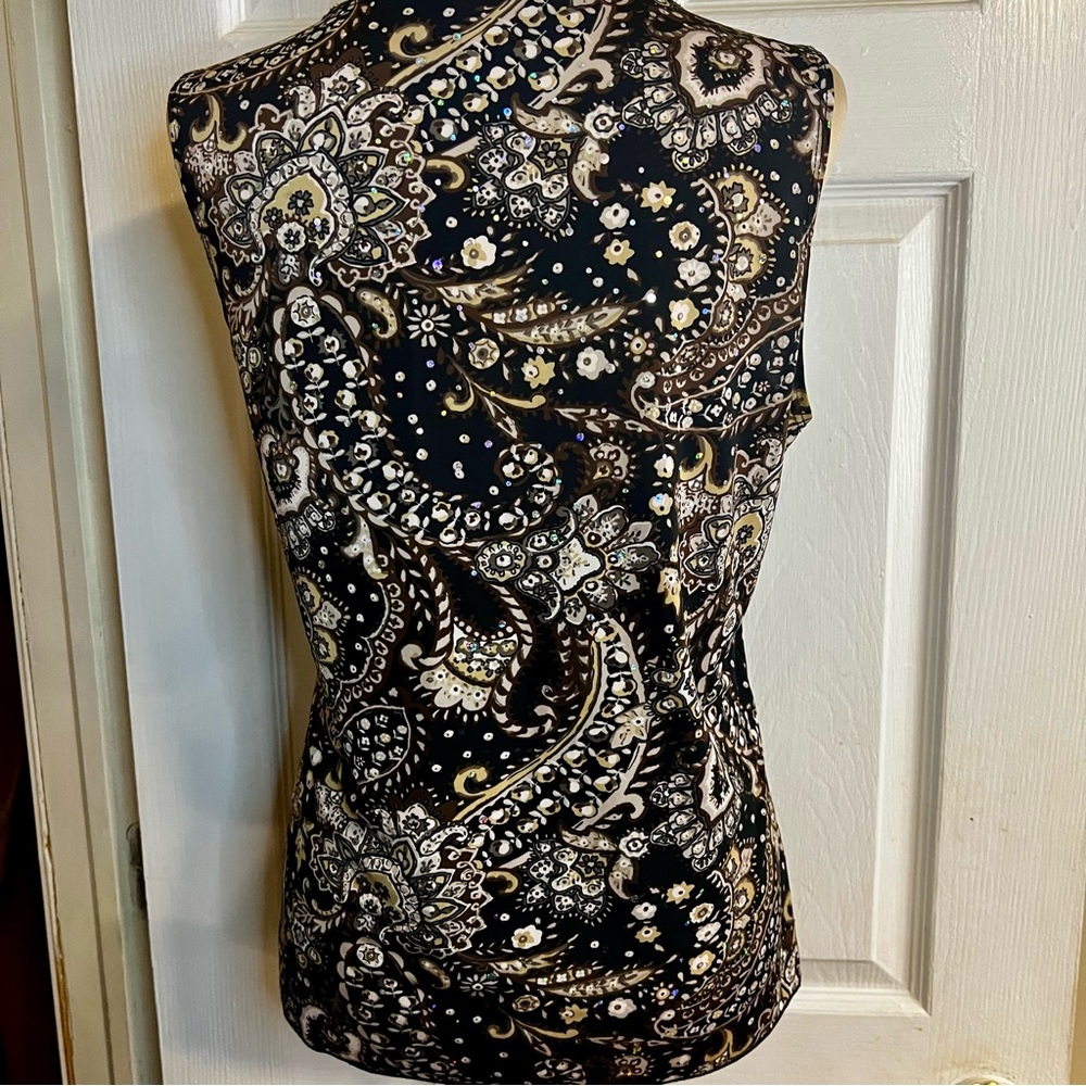 Brittany Black Vintage Y2K Boho Paisley Sequin Ruffle Blouse Size Large - Picture 6 of 8